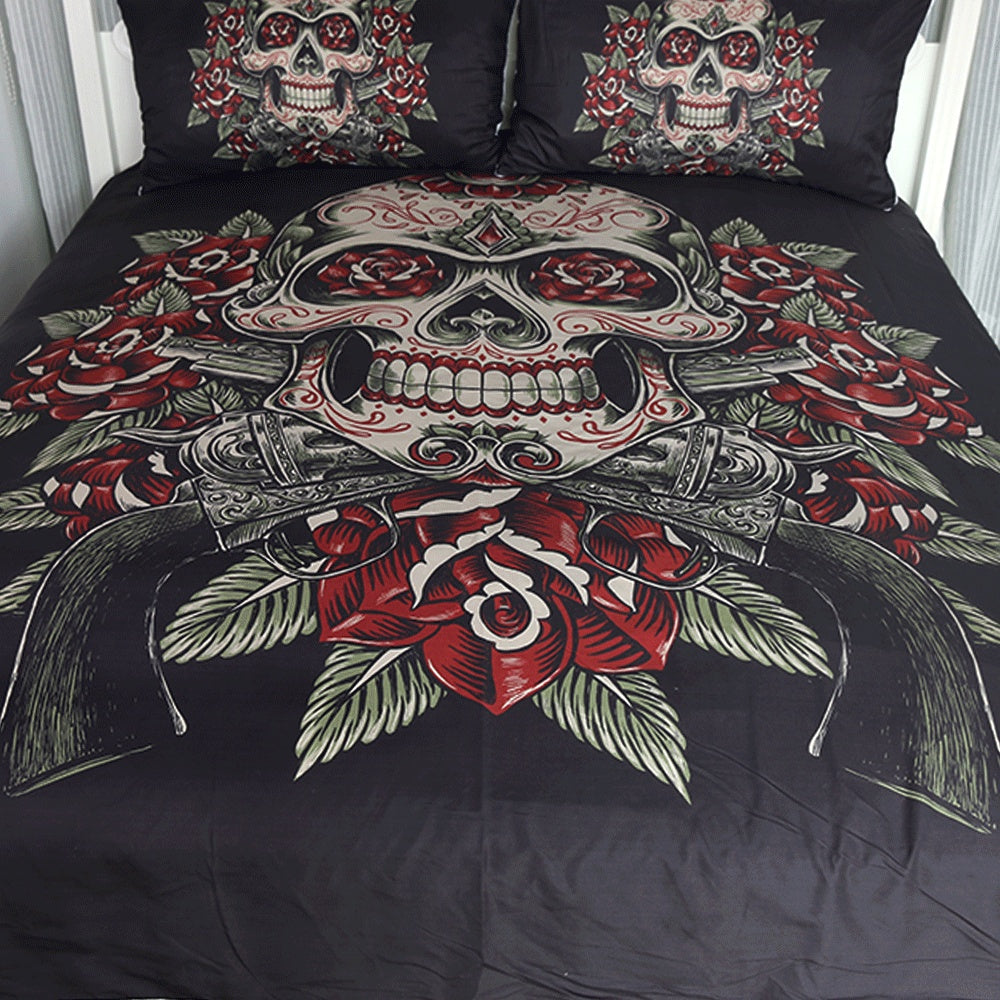 KTX-196243 European and American Skeleton Duvet Cover Set for Spring and Summer - Various Sizes Available
