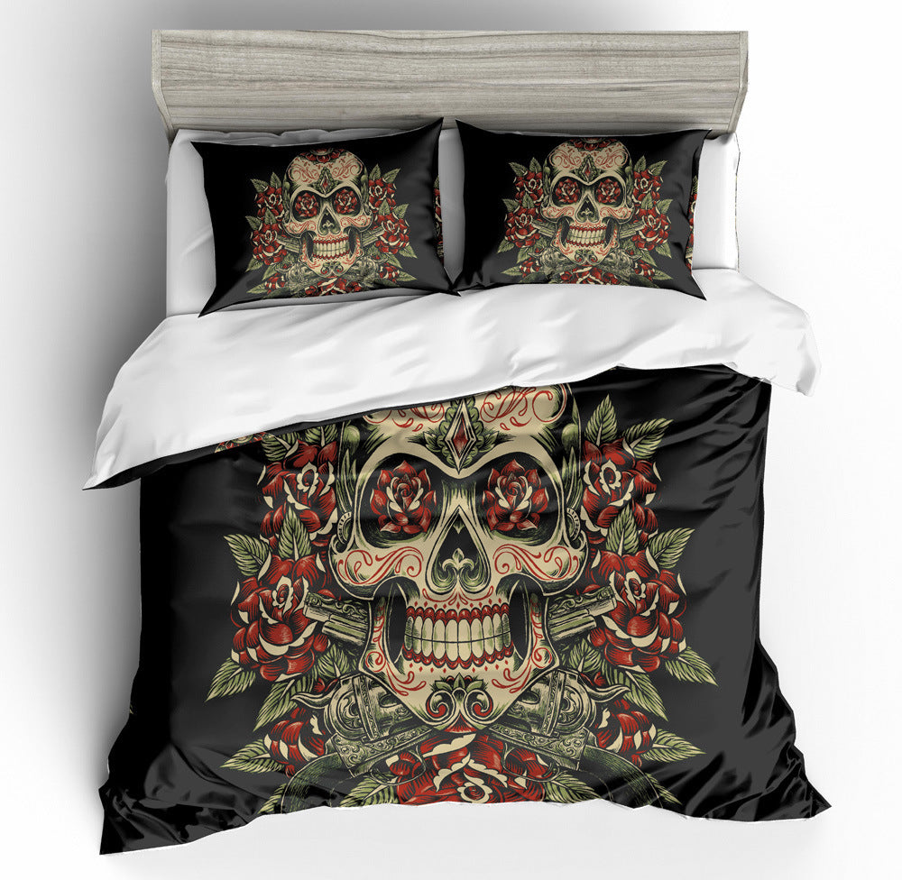 KTX-196243 European and American Skeleton Duvet Cover Set for Spring and Summer - Various Sizes Available