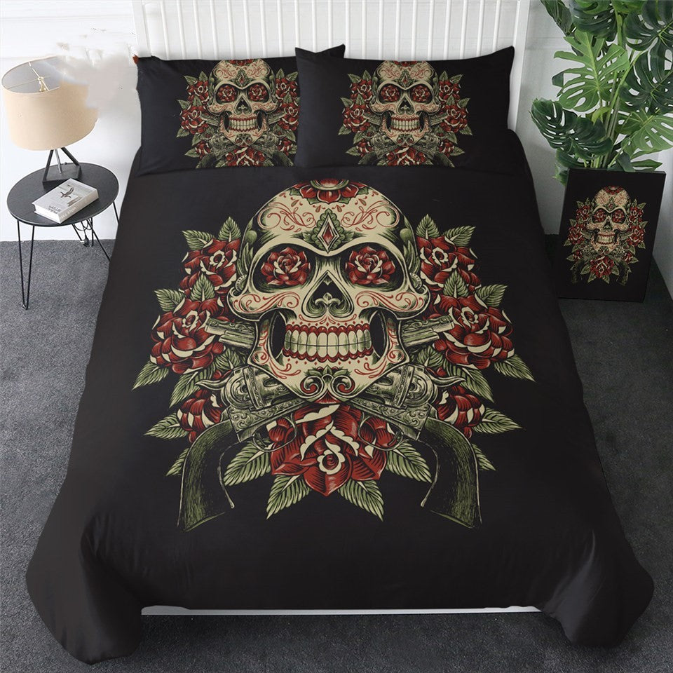 KTX-196243 European and American Skeleton Duvet Cover Set for Spring and Summer - Various Sizes Available