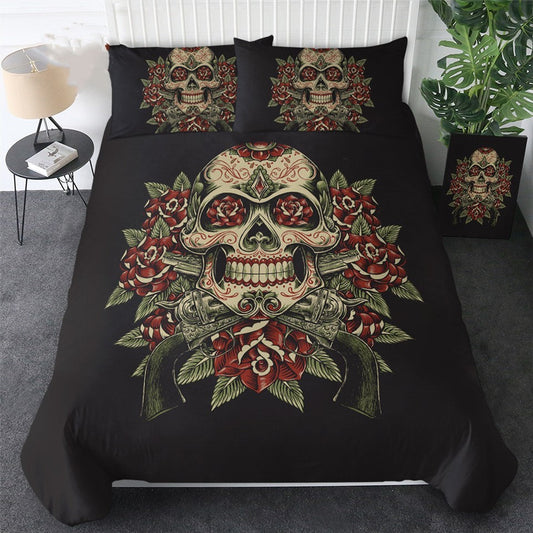 KTX-196243 European and American Skeleton Duvet Cover Set for Spring and Summer - Various Sizes Available