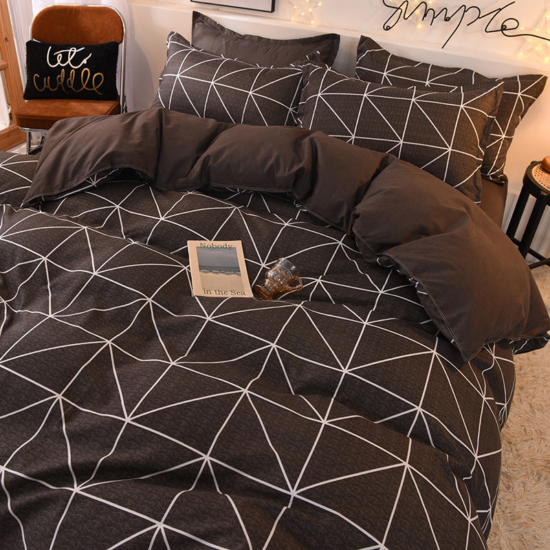 KTX-197395 Washed Cotton Four-Piece Quilt Cover Set for Twin to King Beds