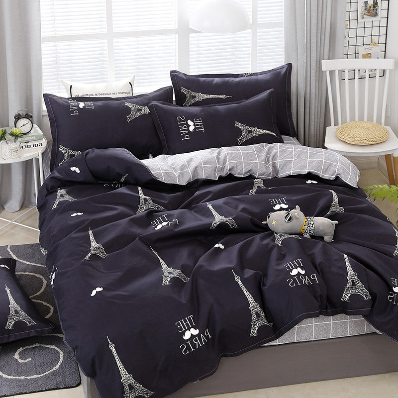 KTX-197395 Washed Cotton Four-Piece Quilt Cover Set for Twin to King Beds