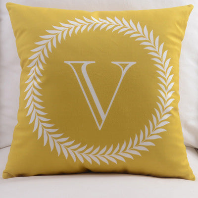 KTX-197459 Modern Cotton Velvet Letter Pillowcase - Plush Filling, 45x45cm, Multiple Colors Available