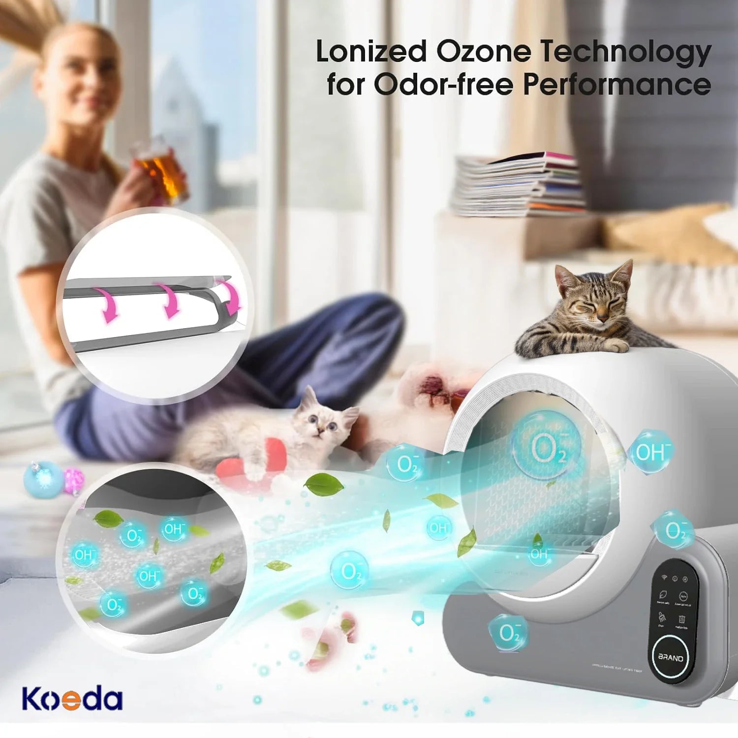 KTX-197843 Extra Large Smart Self-Cleaning Cat Litter Box with APP Control and Durable Plastic Design, 10kg Capacity