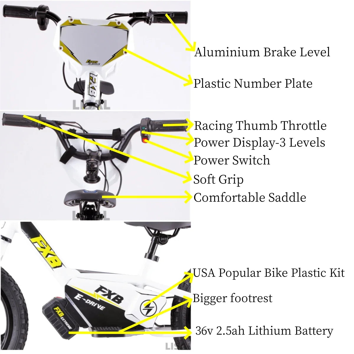 KTX-197971 Electric Powered 2 in 1 Balance Bike for Kids Ages 5-8, 16" Aluminum Frame, Disc Brakes, 350W Motor