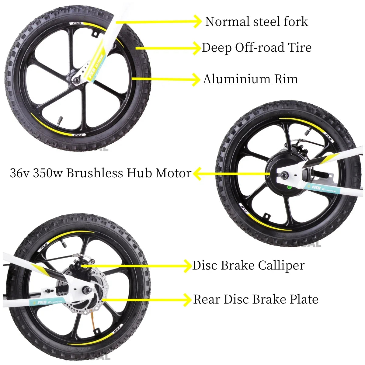 KTX-197971 Electric Powered 2 in 1 Balance Bike for Kids Ages 5-8, 16" Aluminum Frame, Disc Brakes, 350W Motor