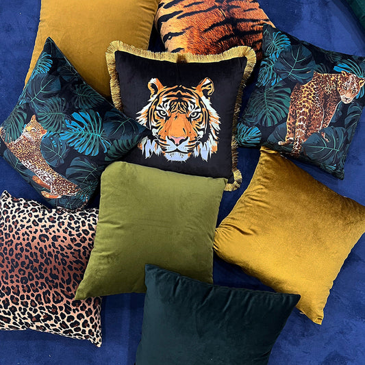 KTX-198547 Minimalist Retro Jungle Plant Plush Pillow Cushion Cover 45x45CM in Multiple Colors