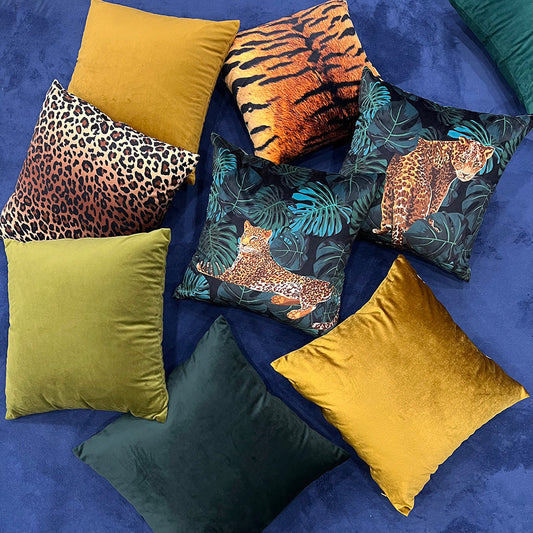 KTX-198547 Minimalist Retro Jungle Plant Plush Pillow Cushion Cover 45x45CM in Multiple Colors