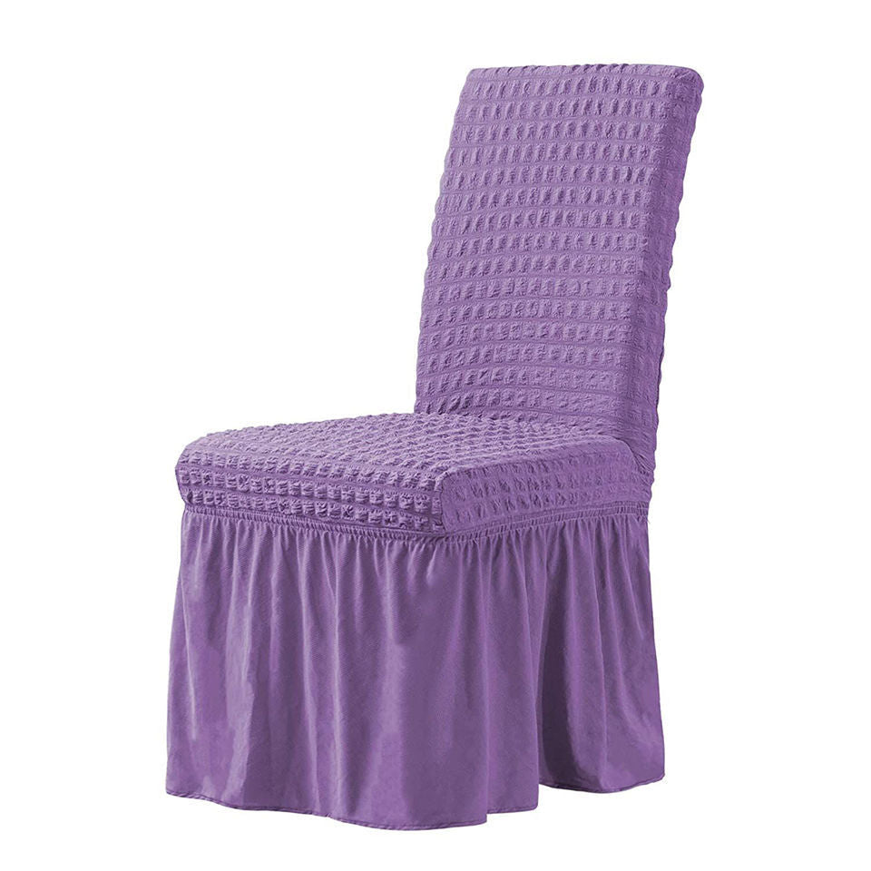 KTX-198611 Elastic Seersucker Stool Cover in Solid Color - Modern Rectangular Design