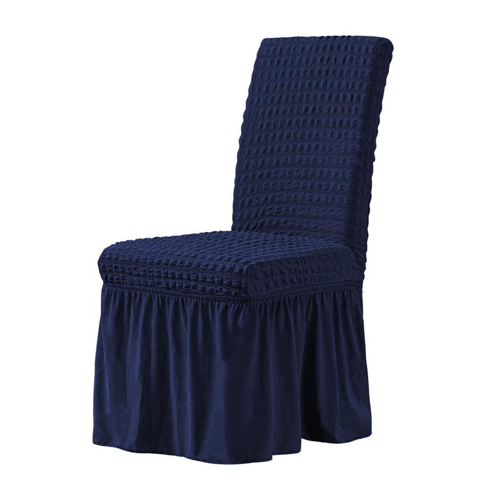 KTX-198611 Elastic Seersucker Stool Cover in Solid Color - Modern Rectangular Design