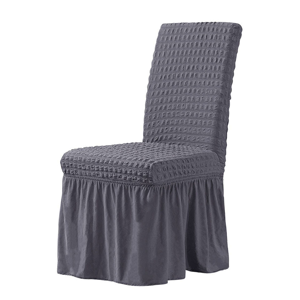 KTX-198611 Elastic Seersucker Stool Cover in Solid Color - Modern Rectangular Design