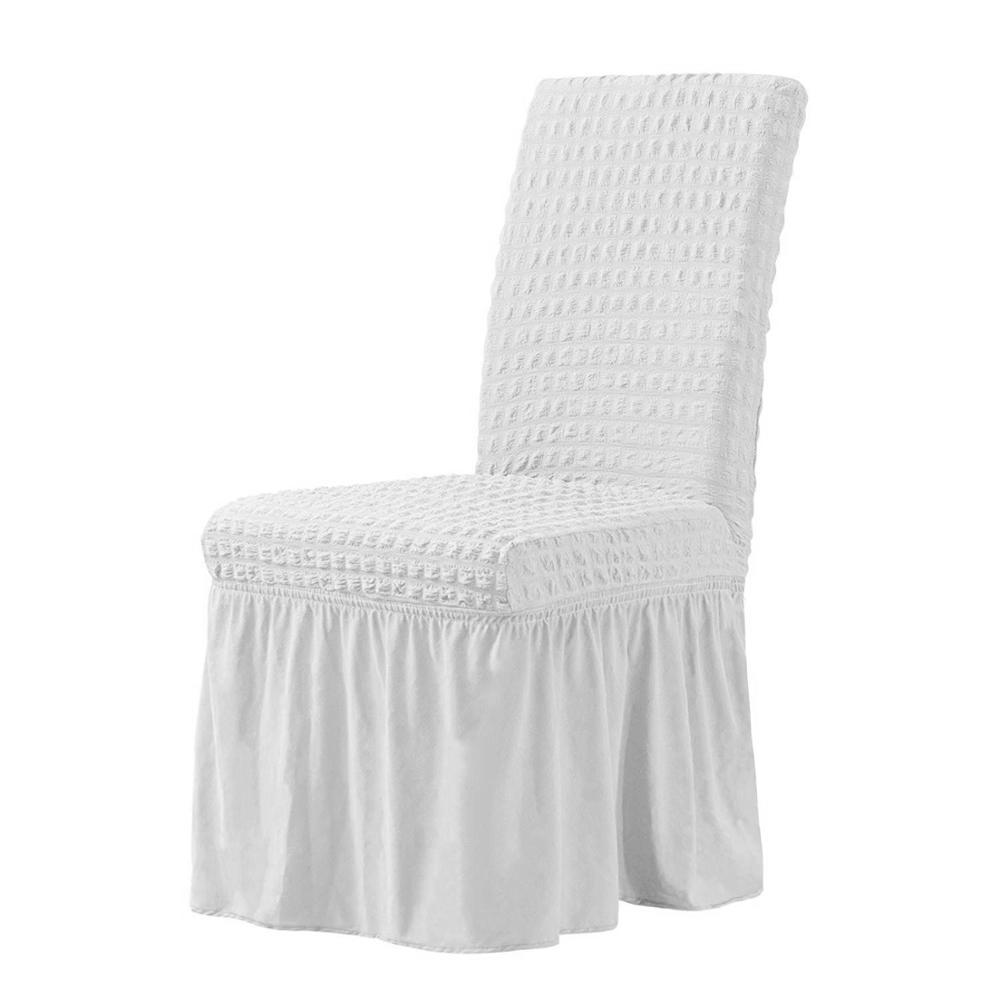 KTX-198611 Elastic Seersucker Stool Cover in Solid Color - Modern Rectangular Design