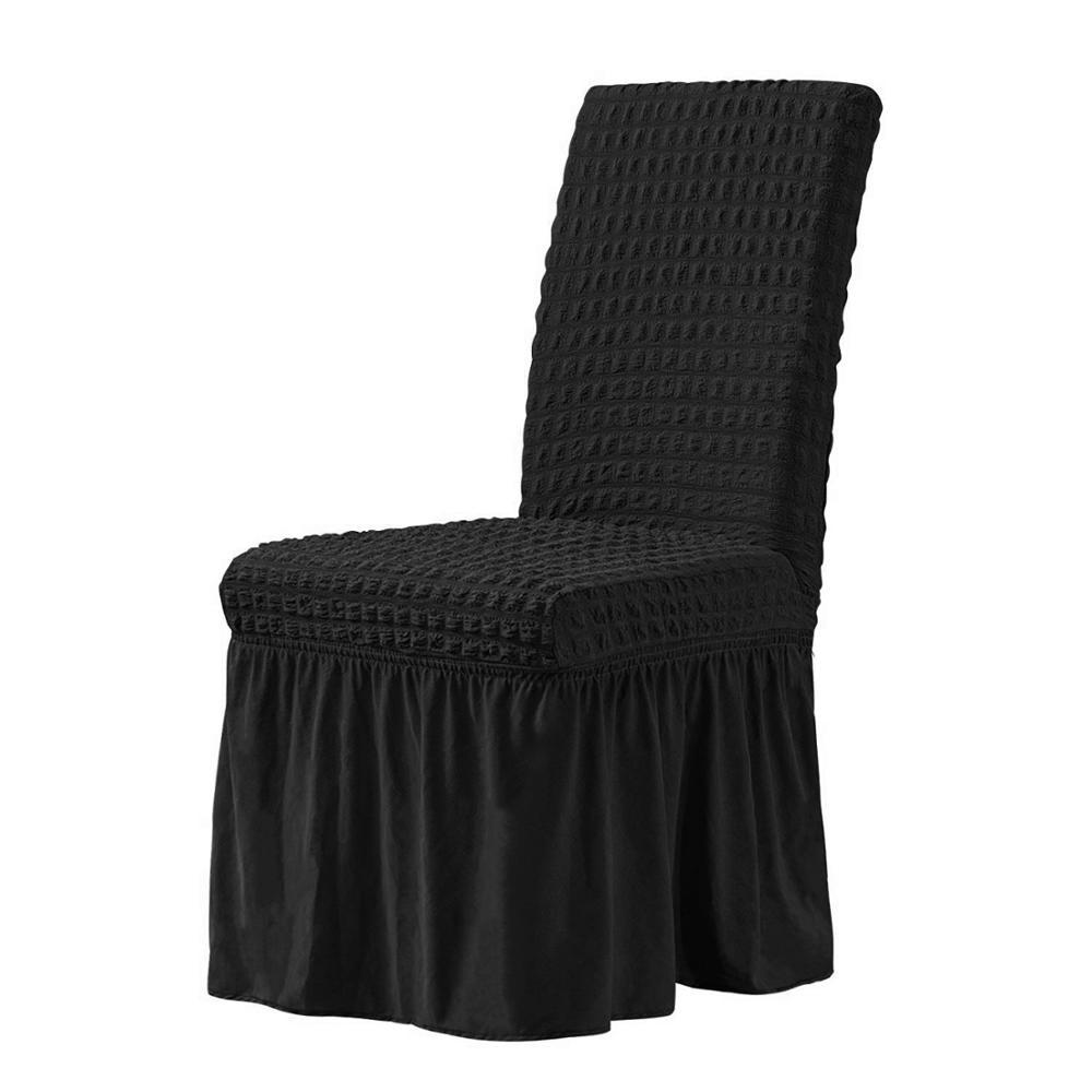 KTX-198611 Elastic Seersucker Stool Cover in Solid Color - Modern Rectangular Design