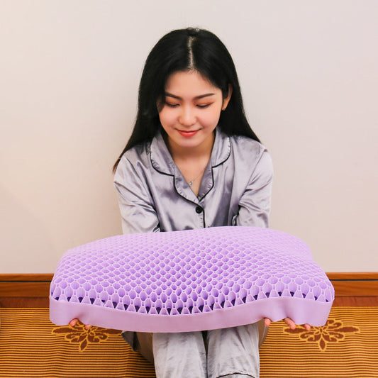 KTX-198867 TPE Cool Feeling Dynamic Partial Pressure Pillow – 100% High Elastic Polymer, Available in Purple and Blue