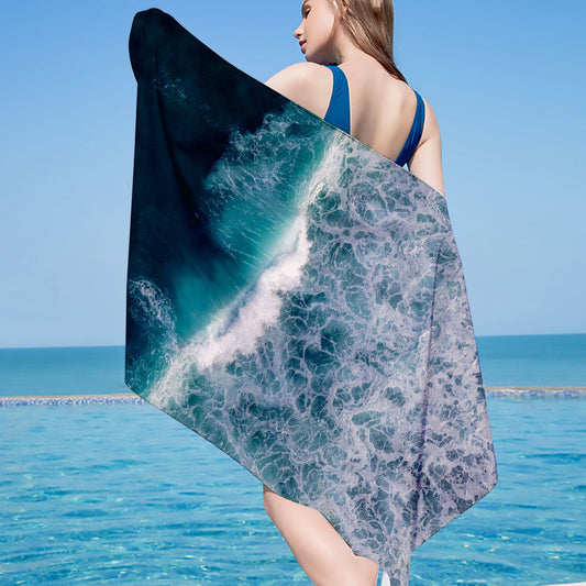 KTX-199123 Ultra-Fine Fiber Flat Woven Square Beach Towel - 150x75cm, Lightweight and Quick-Drying