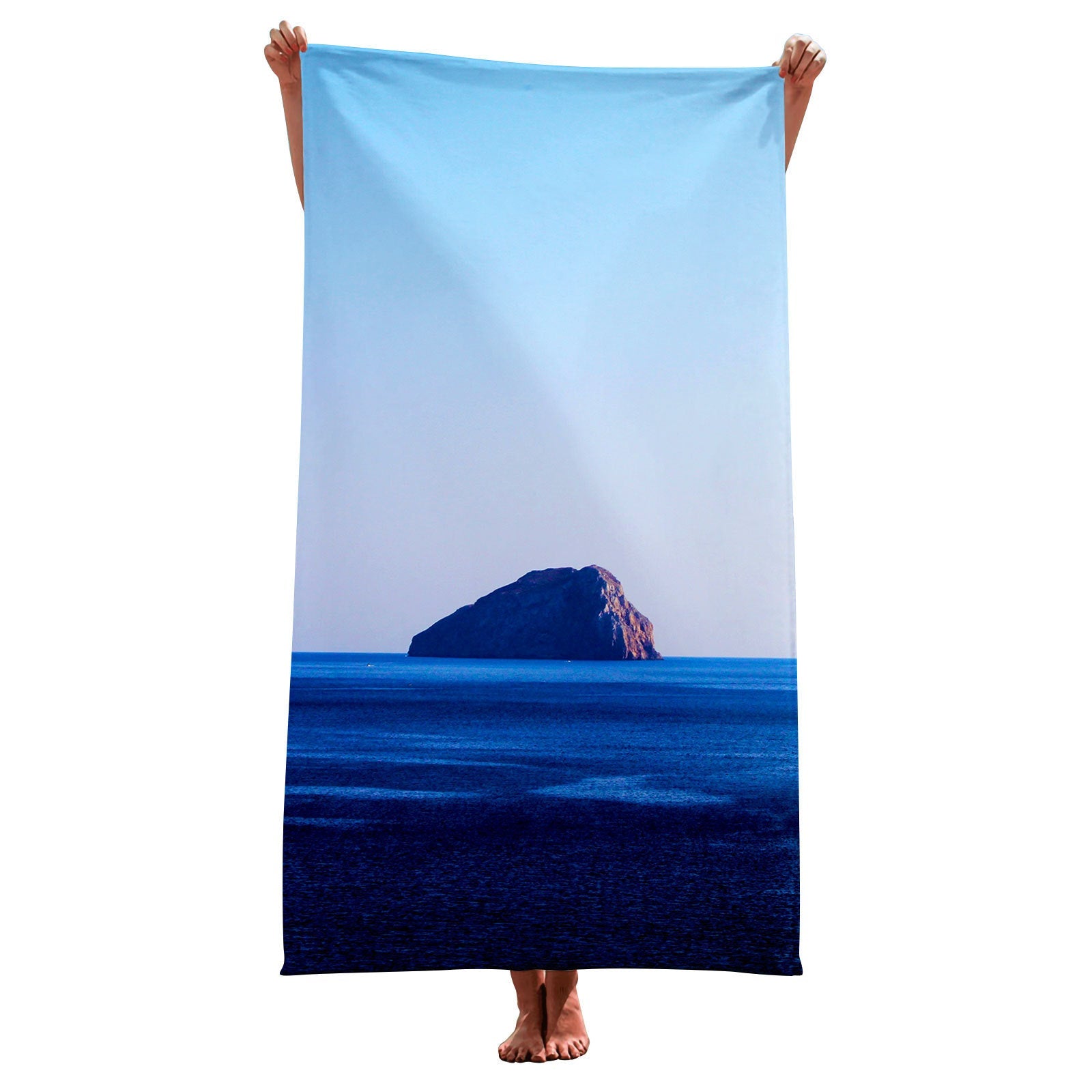 KTX-199123 Ultra-Fine Fiber Flat Woven Square Beach Towel - 150x75cm, Lightweight and Quick-Drying