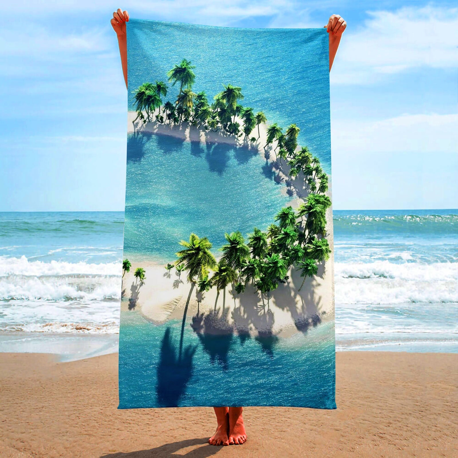KTX-199123 Ultra-Fine Fiber Flat Woven Square Beach Towel - 150x75cm, Lightweight and Quick-Drying