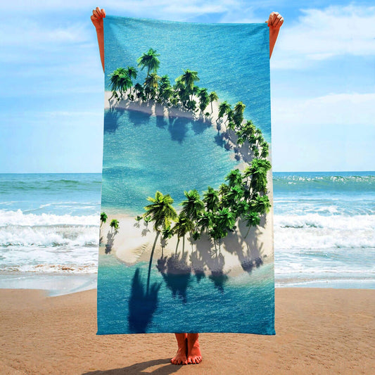 KTX-199123 Ultra-Fine Fiber Flat Woven Square Beach Towel - 150x75cm, Lightweight and Quick-Drying