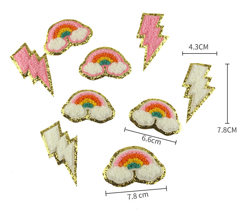 KTX-199635 Lightning Embroidered Cloth Stickers for DIY Projects - Versatile Polyester Options