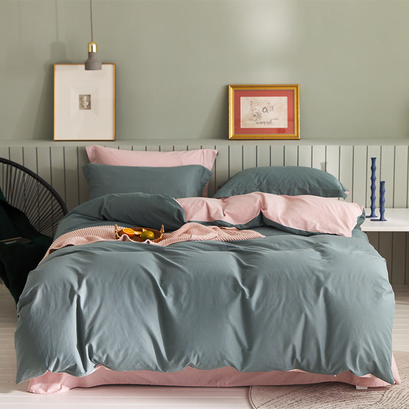 KTX-199699 Brushed Long-Staple Cotton Fleece Bedding Set – 4-Piece Solid Color Collection