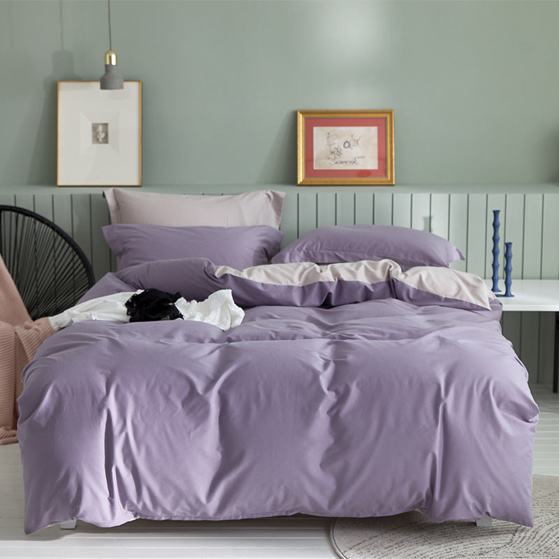 KTX-199699 Brushed Long-Staple Cotton Fleece Bedding Set – 4-Piece Solid Color Collection