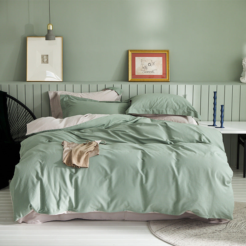 KTX-199699 Brushed Long-Staple Cotton Fleece Bedding Set – 4-Piece Solid Color Collection