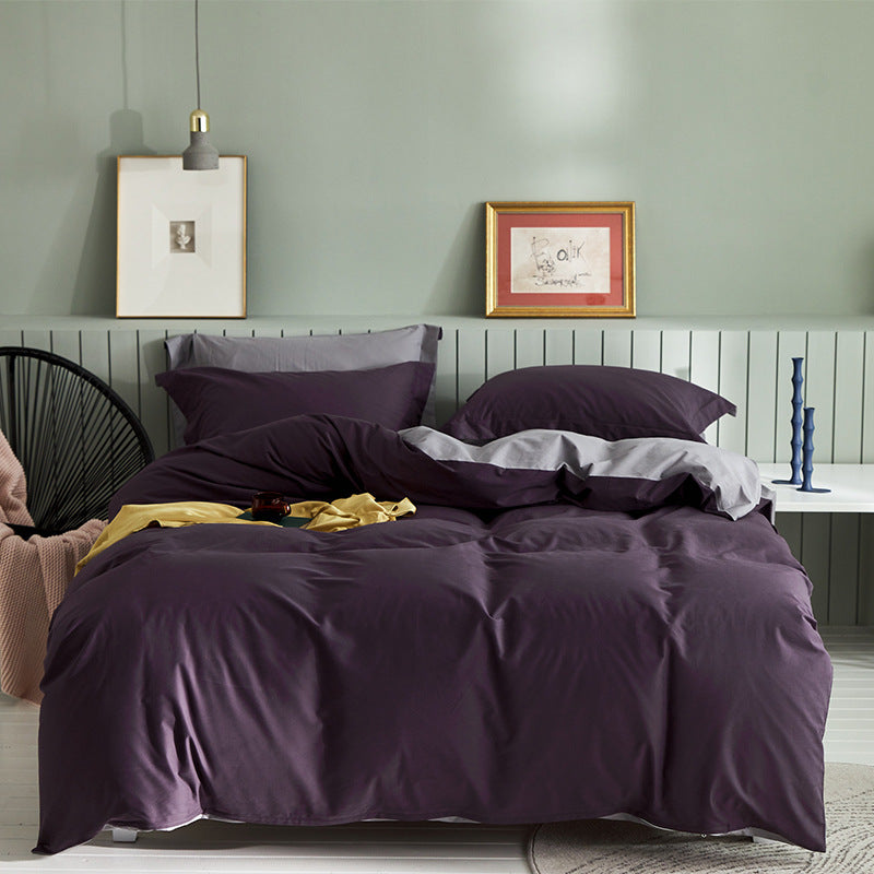 KTX-199699 Brushed Long-Staple Cotton Fleece Bedding Set – 4-Piece Solid Color Collection