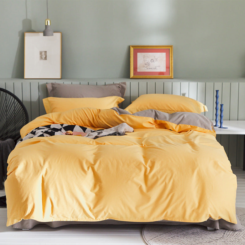 KTX-199699 Brushed Long-Staple Cotton Fleece Bedding Set – 4-Piece Solid Color Collection