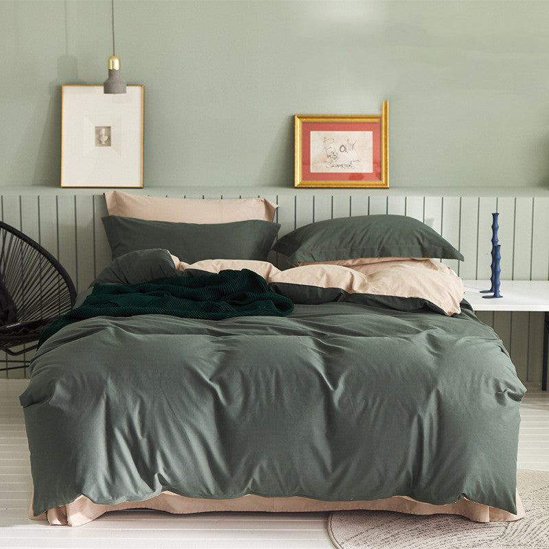 KTX-199699 Brushed Long-Staple Cotton Fleece Bedding Set – 4-Piece Solid Color Collection