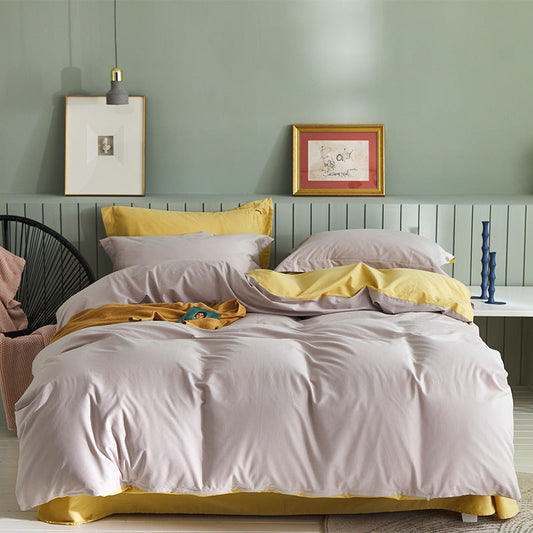 KTX-199699 Brushed Long-Staple Cotton Fleece Bedding Set – 4-Piece Solid Color Collection