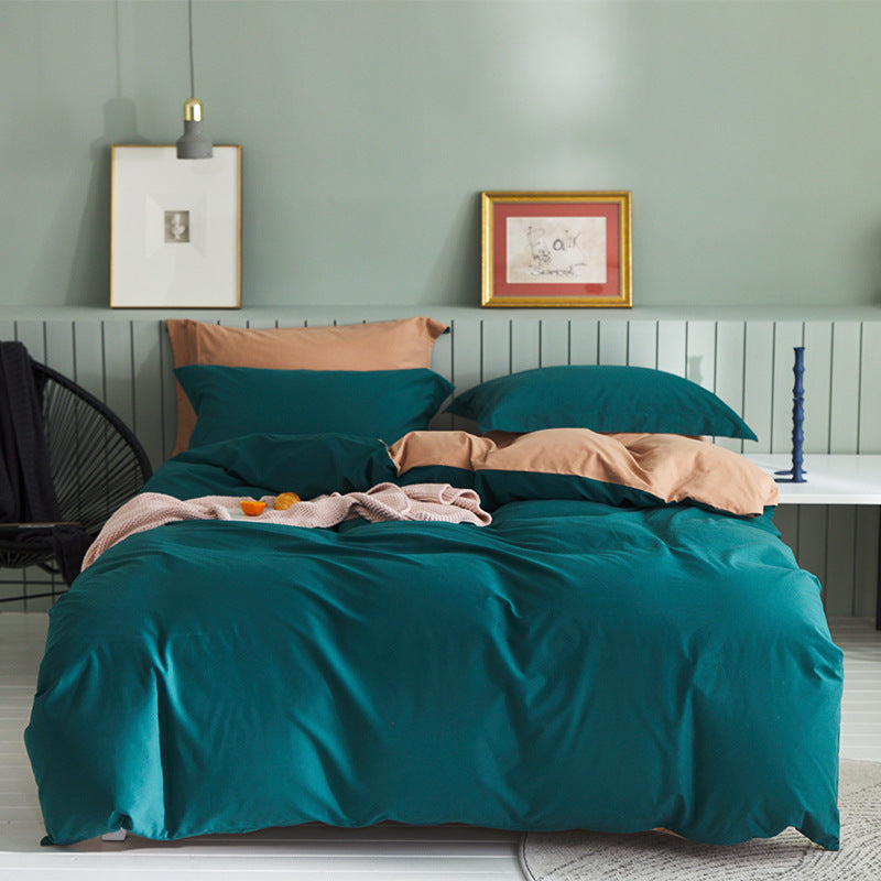 KTX-199699 Brushed Long-Staple Cotton Fleece Bedding Set – 4-Piece Solid Color Collection