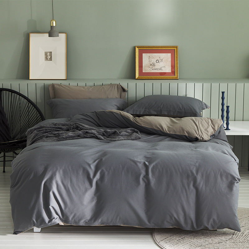 KTX-199699 Brushed Long-Staple Cotton Fleece Bedding Set – 4-Piece Solid Color Collection