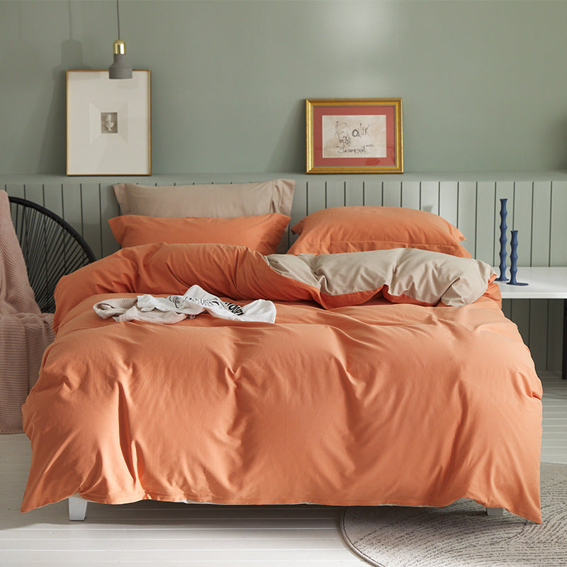 KTX-199699 Brushed Long-Staple Cotton Fleece Bedding Set – 4-Piece Solid Color Collection