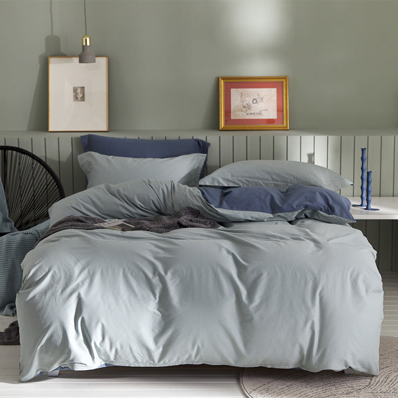 KTX-199699 Brushed Long-Staple Cotton Fleece Bedding Set – 4-Piece Solid Color Collection