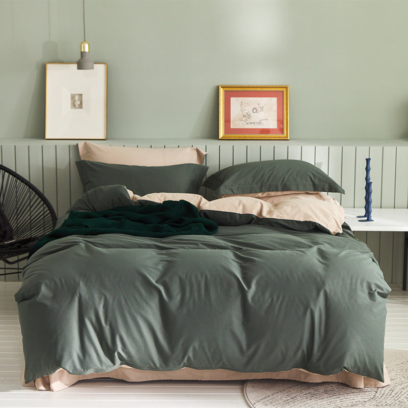 KTX-199699 Brushed Long-Staple Cotton Fleece Bedding Set – 4-Piece Solid Color Collection