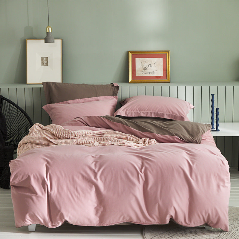 KTX-199699 Brushed Long-Staple Cotton Fleece Bedding Set – 4-Piece Solid Color Collection