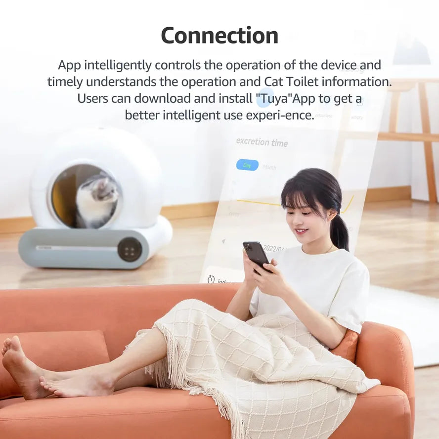 KTX-200467 Smart Automatic Cat Toilet with APP Control - Large 65L Capacity, Self-Cleaning, Compatible with Tofu Bentonite Clay