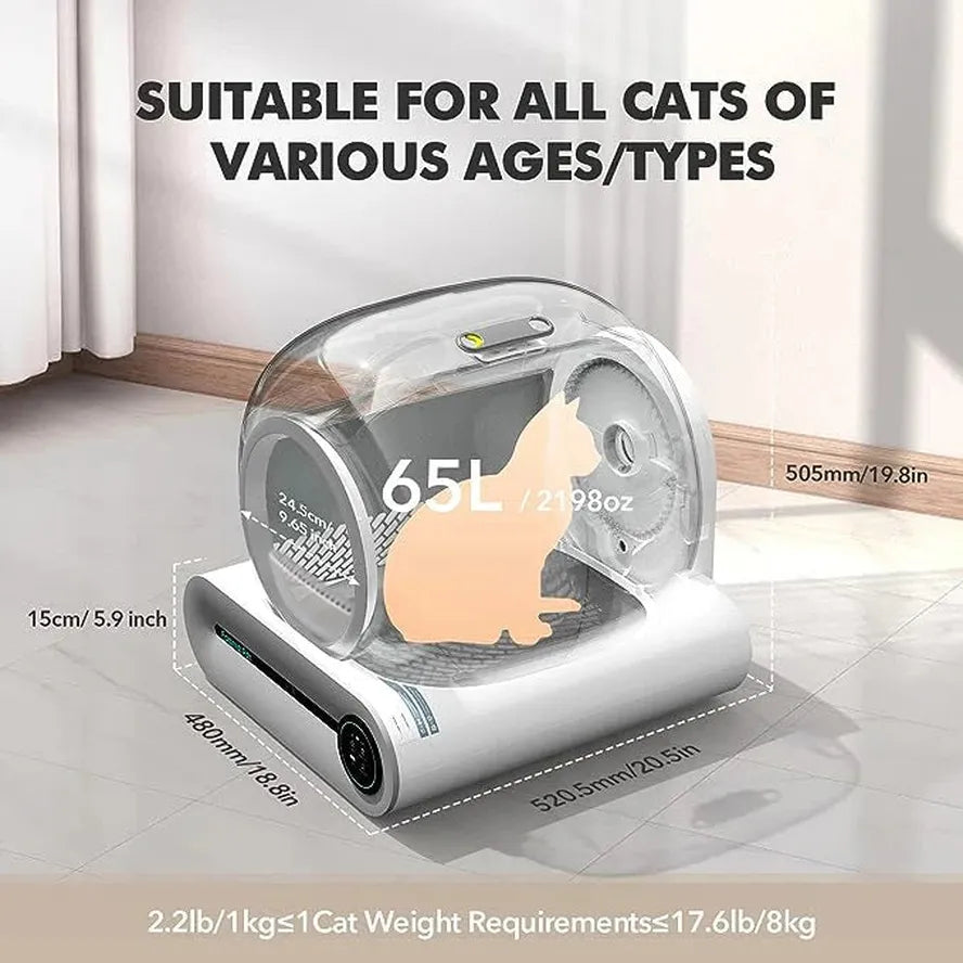 KTX-200467 Smart Automatic Cat Toilet with APP Control - Large 65L Capacity, Self-Cleaning, Compatible with Tofu Bentonite Clay