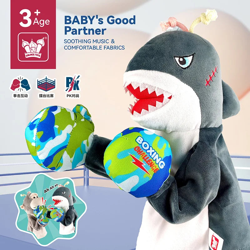 KTX-201107 Interactive Electric Plush Boxing Animal Puppet - Shark & Monkey - Fun for Kids and Family Play