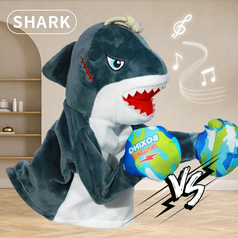 KTX-201107 Interactive Electric Plush Boxing Animal Puppet - Shark & Monkey - Fun for Kids and Family Play