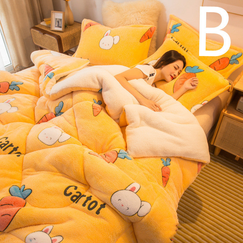 KTX-201171 Milk Velvet Thickened Cashmere Quilt for Warm Comfort