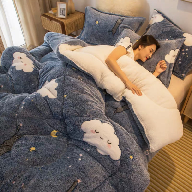 KTX-201171 Milk Velvet Thickened Cashmere Quilt for Warm Comfort