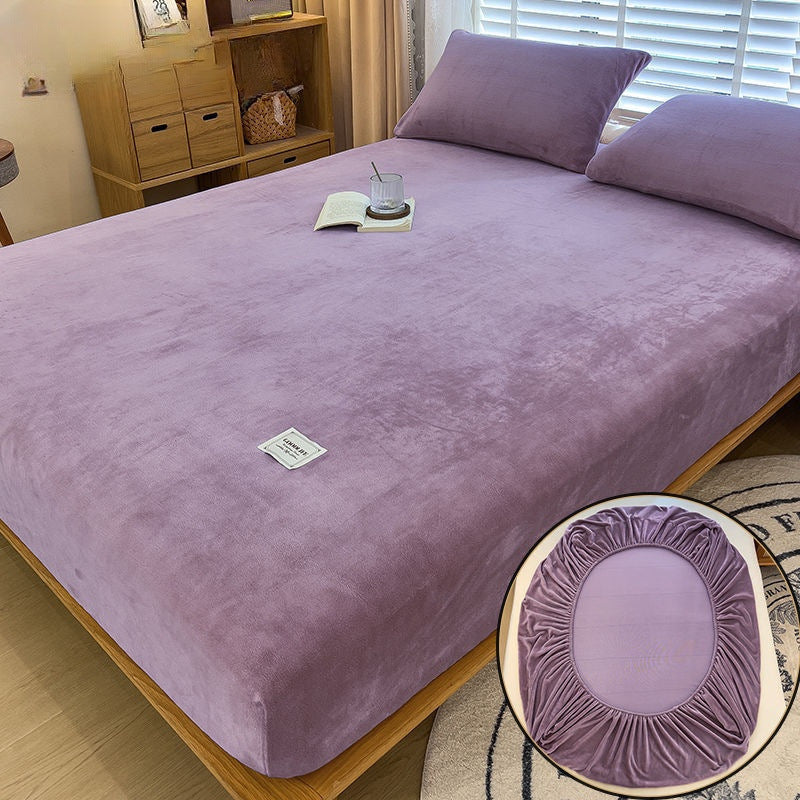 KTX-201811 Milk Fiber All-Inclusive Non-Slip Velvet Fitted Sheet Set - Multiple Sizes Available
