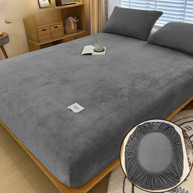 KTX-201811 Milk Fiber All-Inclusive Non-Slip Velvet Fitted Sheet Set - Multiple Sizes Available
