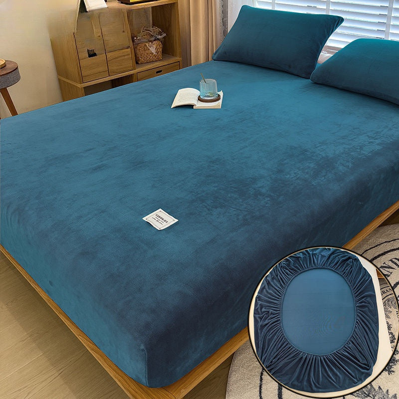 KTX-201811 Milk Fiber All-Inclusive Non-Slip Velvet Fitted Sheet Set - Multiple Sizes Available