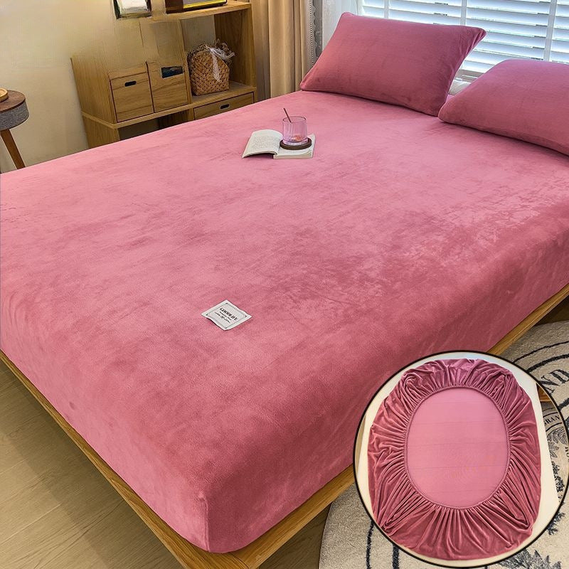 KTX-201811 Milk Fiber All-Inclusive Non-Slip Velvet Fitted Sheet Set - Multiple Sizes Available