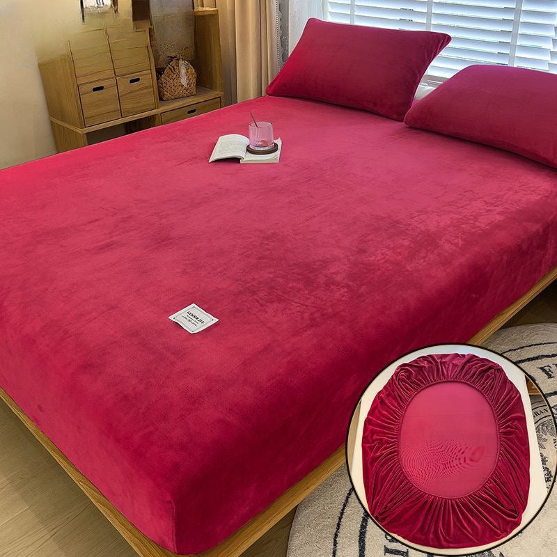 KTX-201811 Milk Fiber All-Inclusive Non-Slip Velvet Fitted Sheet Set - Multiple Sizes Available