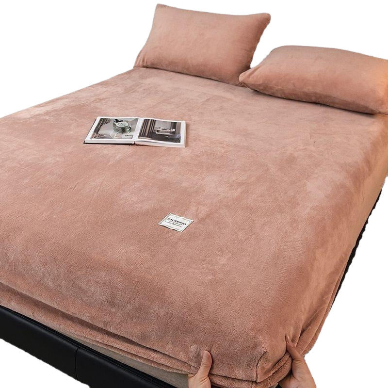 KTX-201811 Milk Fiber All-Inclusive Non-Slip Velvet Fitted Sheet Set - Multiple Sizes Available