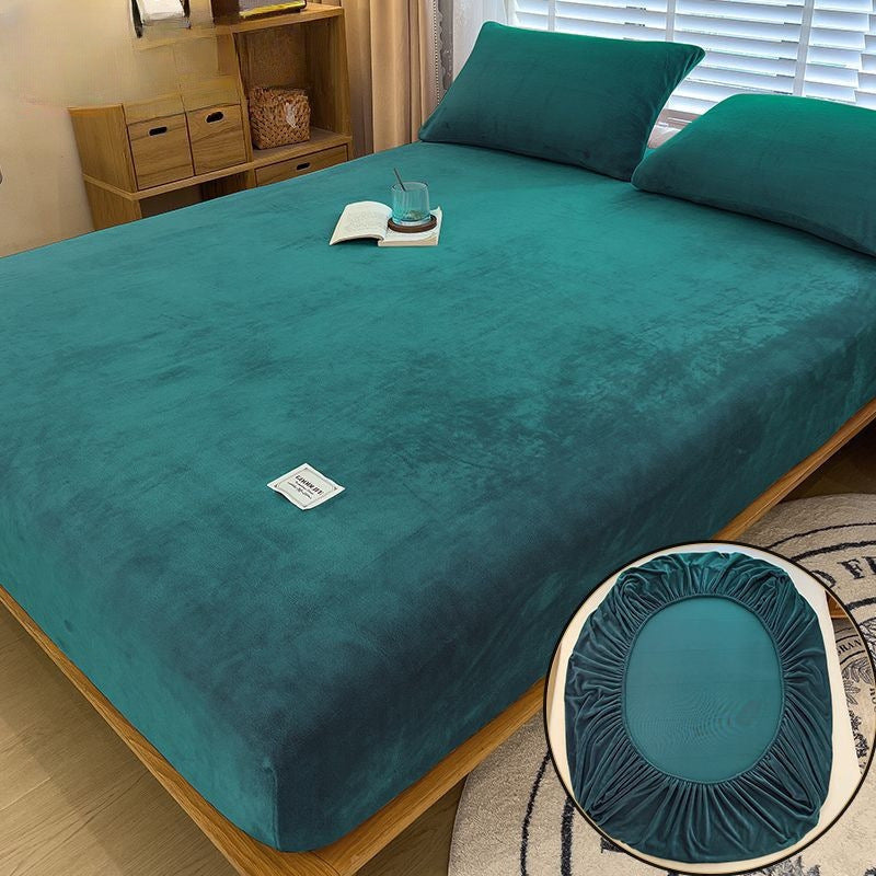 KTX-201811 Milk Fiber All-Inclusive Non-Slip Velvet Fitted Sheet Set - Multiple Sizes Available