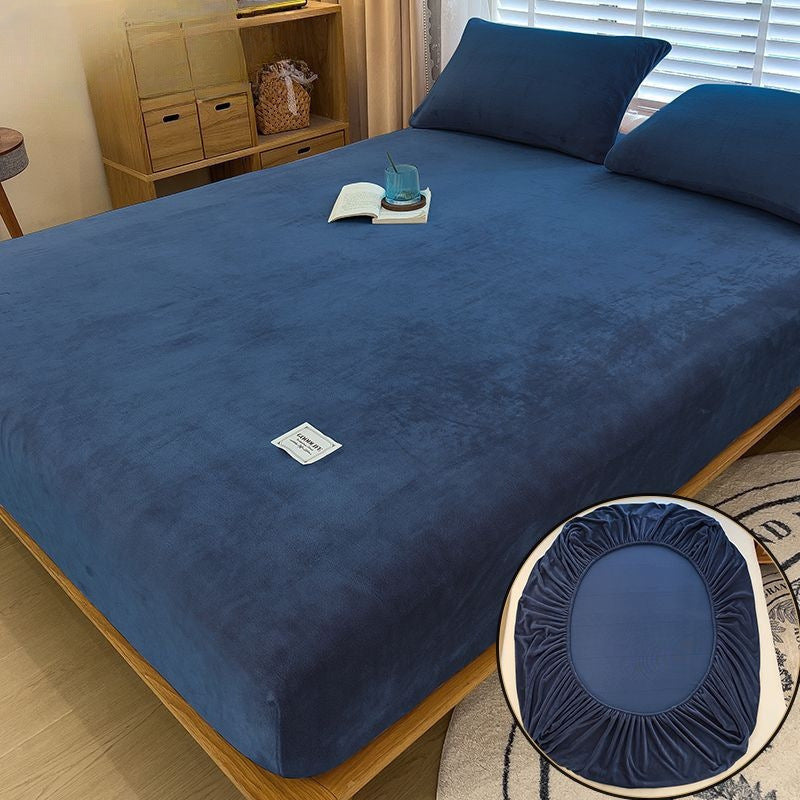 KTX-201811 Milk Fiber All-Inclusive Non-Slip Velvet Fitted Sheet Set - Multiple Sizes Available